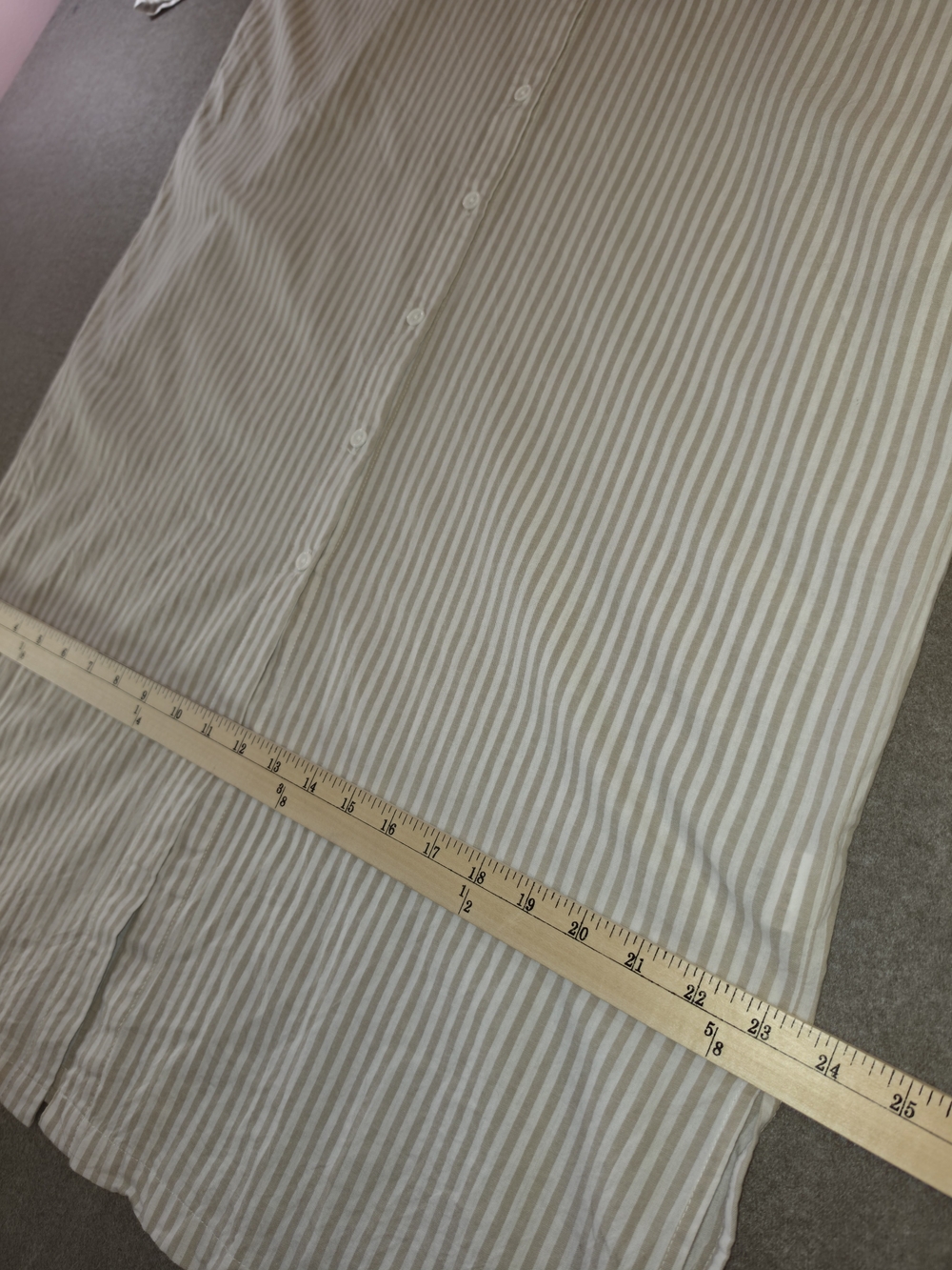 Chouyatou Striped Button-Down Long Shirt Dress Beige & White Coverup 100% Cotton - Picture 4 of 12
